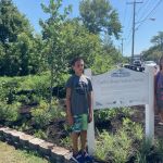 The Silvestri kids volunteered to spread a fresh layer of mulch to help keep the ground moist while the plants establish themselves.